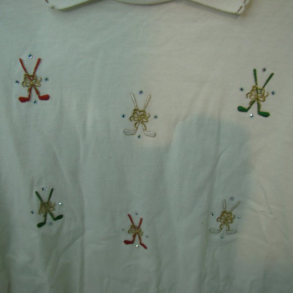 Natalie Golf Tee Shirt Large Golf Club Christmas red white green Short Sleeve - Picture 3 of 9